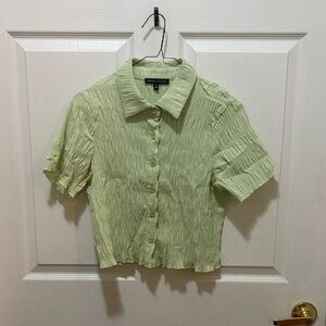 Kendall & Kylie Light Green Textured Button-Down Shirt